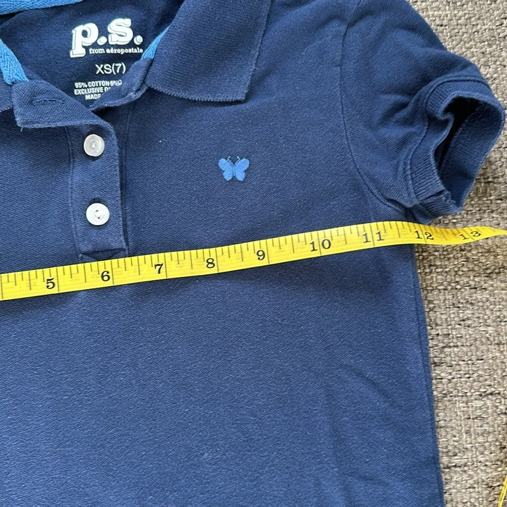 p.s.from Aeropostale Girls Blue Short Sleeve Polo Shirt Size 7